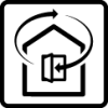 Afbeelding van een huis met een raam en 2 pijlen die luchtcirculatie voorstellen