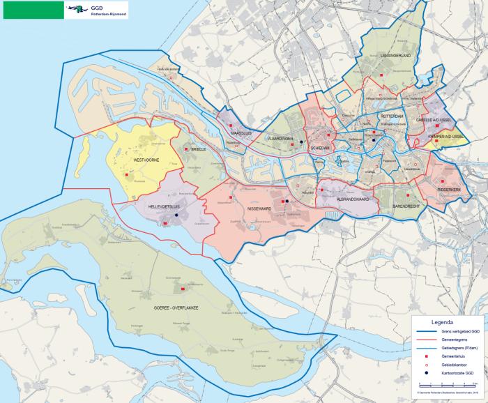 Regiokaart GGD Rotterdam-Rijnmond